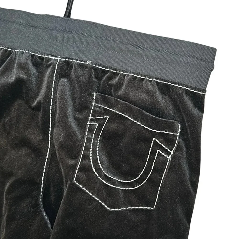 True Religion Big T Baggy Black Velvet Pants Men's Size S M XL NWT